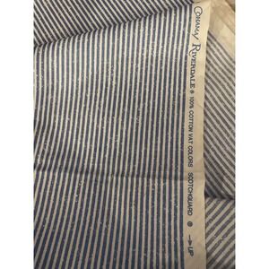 Cohama Vintage Riverdale Fabric Scotgard 3 yards Cottagecore Blue White Stripes
